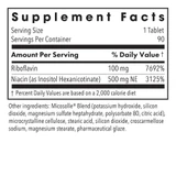 ATP Cofactors supplement facts, 1 tablet serving, 100 mg riboflavin and 500 mg niacin