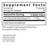 Cat's Claw supplement facts, 1.13 g cat's claw inner bark 4:1 extract per 2 capsules