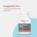 Pantothenic Acid bottle, suggested use 1 capsule three times daily with meals