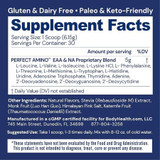 Supplement facts for PerfectAmino Powder Chocolate, 30 servings