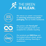 The green in Klean graphic with TerraCycle recycling and GMO-free icons