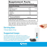 Klean BCAA + Peak ATP supplement facts, 1 scoop (8.6 g), with suggested usage