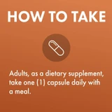 How to take graphic, adults take one capsule daily with a meal