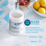 Klean Collagen+C tub with fruit, Klean is clean gluten-free and GMO-free graphic