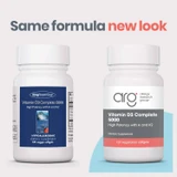 Old and new Vitamin D3 Complete 5000 bottles, same formula new look