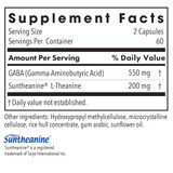 Zen supplement facts, GABA and Suntheanine L-theanine, 60 servings