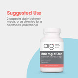 Zen bottle with suggested use of 2 capsules daily between meals