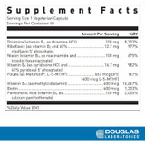 B-Complex with Metafolin supplement facts panel