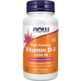 NOW Foods High Potency Vitamin D-3 1,000 IU 360 softgel bottle