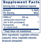 Pomegranate supplement facts, 400 mg POMELLA pomegranate extract and 100 mg 5:1 extract