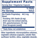 Bio-Fisetin supplement facts, 44.5 mg proprietary blend with 8 mg fisetin