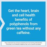Polyphenols from green tea without any caffeine graphic on blue