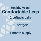 Youthful Legs dosage graphic, 2 softgels daily, 60 softgels, 1-month supply