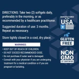 Youthful Legs directions and warnings with made in USA, gluten free and non-GMO icons