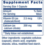 Calcium Citrate with Vitamin D supplement facts panel