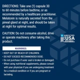 Melatonin directions, take one capsule before bedtime, and warnings