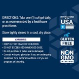 Pro-Resolving Mediators directions and warnings with made in USA, gluten-free and non-GMO icons