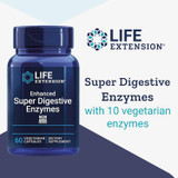 Enhanced Super Digestive Enzymes bottle, with 10 vegetarian enzymes graphic