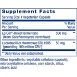FLORASSIST Immune & Nasal Defense supplement facts, 500 mg EpiCor fermentate and 50 mg L. rhamnosus CRL1505