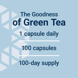 Mega Green Tea Extract dosage graphic, 1 capsule daily, 100 capsules, 100-day supply