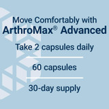 ArthroMax Advanced dosage graphic, 2 capsules daily, 60 capsules, 30-day supply