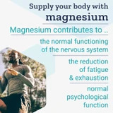 Man running, magnesium contributes to nervous system function and reduced fatigue graphic