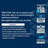 Peony Immune directions and warnings with made in USA, gluten free and non-GMO icons