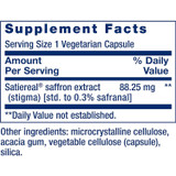 Optimized Saffron supplement facts panel, 88.25 mg Satiereal saffron extract