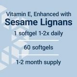 Gamma E dosage graphic, 1 softgel 1-2x daily, 60 softgels, 1-2 month supply