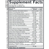 Men's Multivitamin & Mineral supplement facts with vitamins, minerals and coenzyme Q10 per 2 capsules