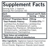 Super Pro-Bio supplement facts, 75 billion CFU probiotic blend per capsule, 60 servings