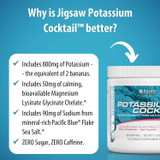 Why Jigsaw Potassium Cocktail is better: potassium, magnesium and sodium per serving, zero sugar
