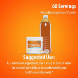 Potassium Cocktail jar and drink, 60 servings with suggested use, 1 scoop in 16 oz water