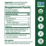 Vitamin D3 gummies supplement facts panel with organic, gluten-free and vegetarian icons