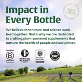 Farm field, MegaFood impact in every bottle graphic with certification logos