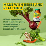 Selenium bottle with beetroot, broccoli, carrot and ginger, made with herbs and real food