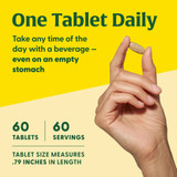 Hand holding tablet, one tablet daily, 60 tablets, 60 servings