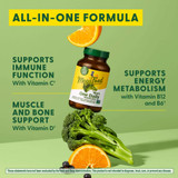 Men's One Daily bottle with produce, all-in-one formula benefits list