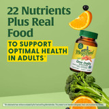 One Daily bottle with broccoli and orange, 22 nutrients plus real food