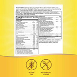 Alive! Adult Ultra Multivitamin supplement facts with gluten free and no artificial colors icons