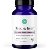 Ora Organic Head and Heart plant-based omega-3 DHA 60 capsule bottle
