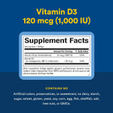 Vitamin D3 & K2 supplement facts with contains-no list