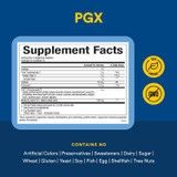 PGX supplement facts with contains-no allergen list