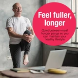 Man stretching beside a laptop, PGX feel fuller, longer graphic