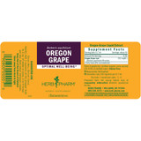 Oregon Grape liquid extract label with supplement facts