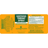 Soothing Throat Spray label with supplement facts
