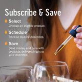 Subscribe and Save graphic with dropper steps select schedule save