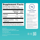 Supplement facts for Marine Collagen tub, 3 tablespoon serving