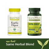 Old and new Kapha Digest bottles, same herbal blend new look