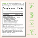 ecoProbiotic supplement facts with dietary certification icons